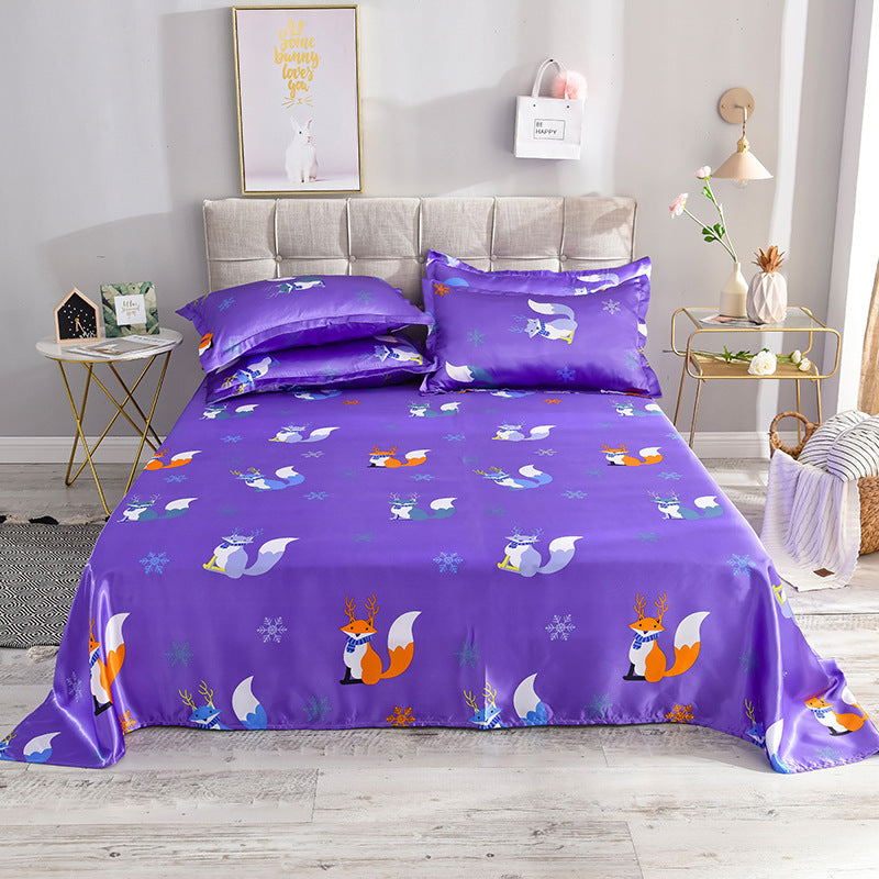 Ice Silk Bed Sheet Set for Single Bed - Summer Home Textile Kit