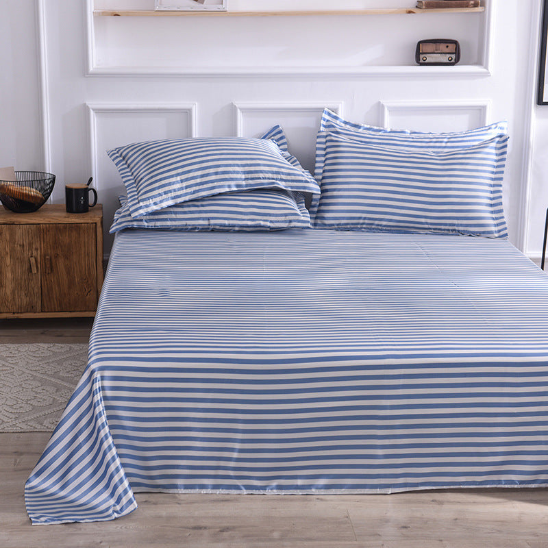 Ice Silk Bed Sheet Set for Single Bed - Summer Home Textile Kit