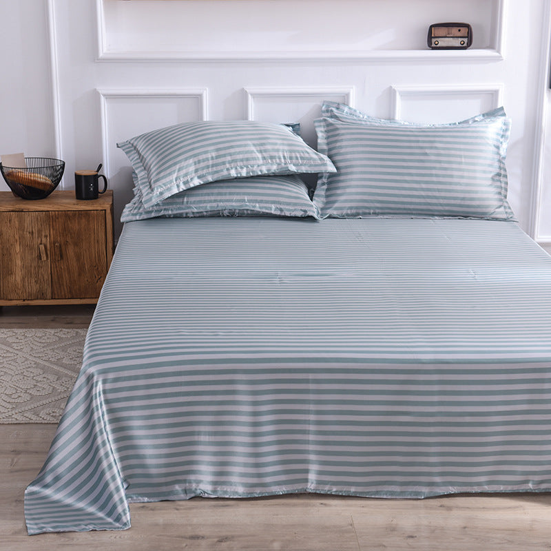 Ice Silk Bed Sheet Set for Single Bed - Summer Home Textile Kit