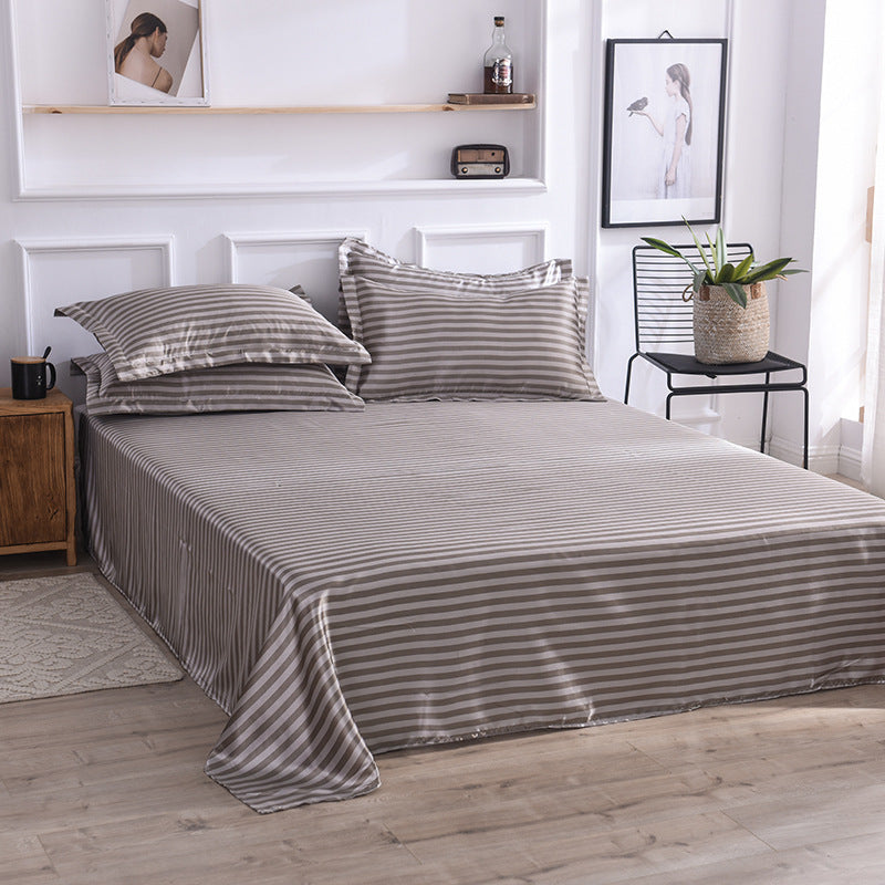 Ice Silk Bed Sheet Set for Single Bed - Summer Home Textile Kit