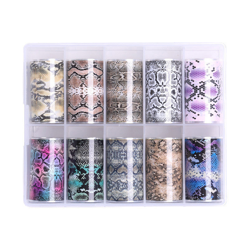 Manicure Nail Sticker Set with Snake and Star Designs - Multiple Colors