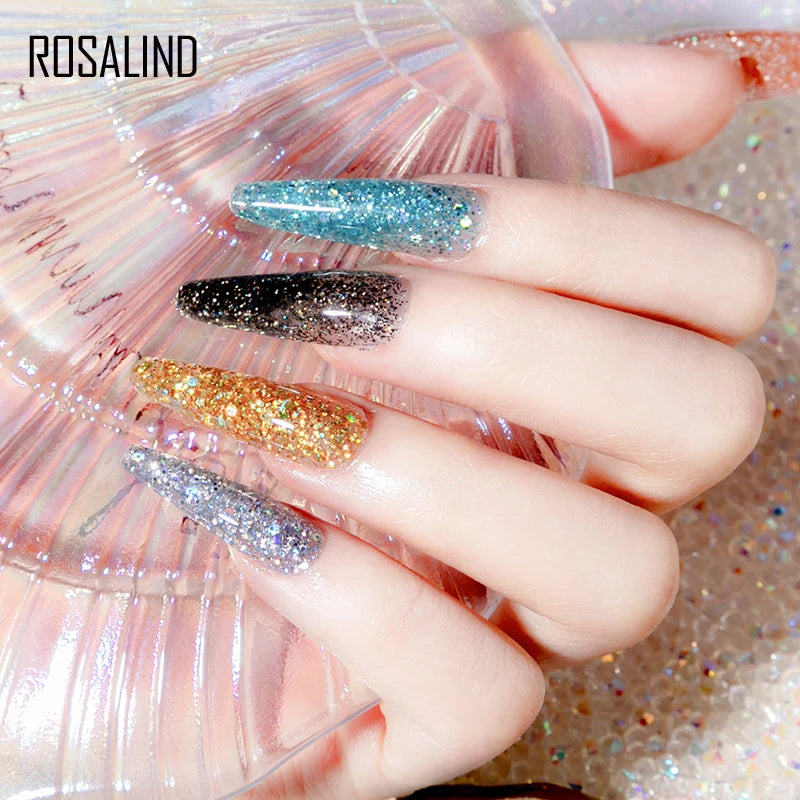 Glitter Poly Nail Gel Extension 15ml for Manicure, UV/LED Curing, All Colors