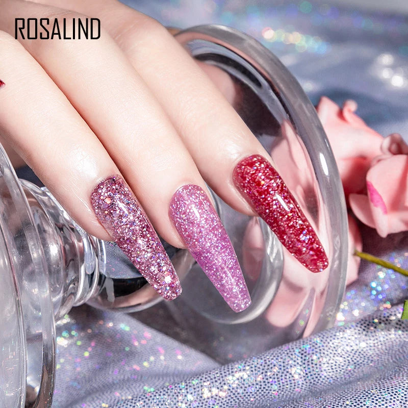 Glitter Poly Nail Gel Extension 15ml for Manicure, UV/LED Curing, All Colors
