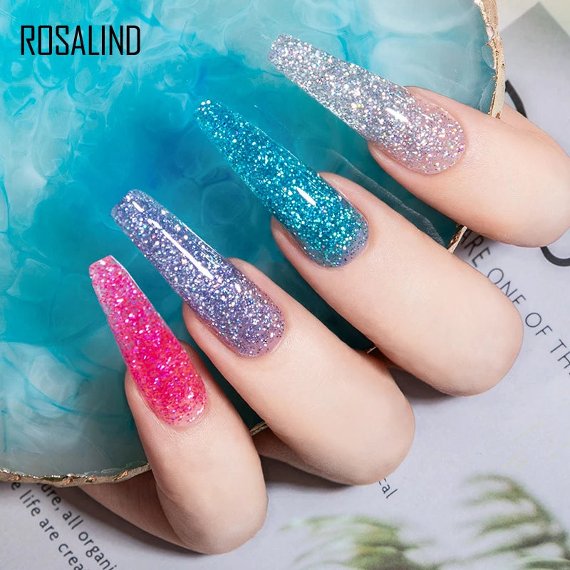 Glitter Poly Nail Gel Extension 15ml for Manicure, UV/LED Curing, All Colors