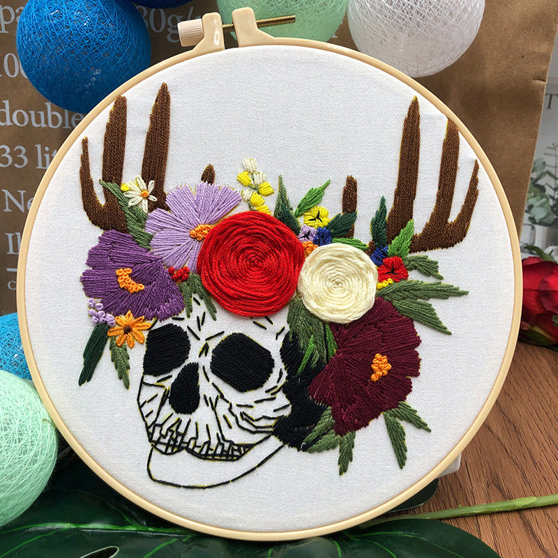Basic Embroidery Kit for Beginners - Cross Stitch Material Pack with Cotton and Linen