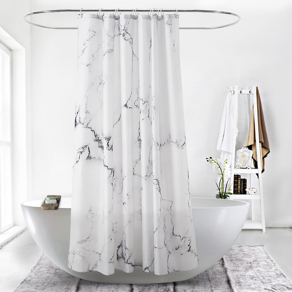 Marbled Waterproof Shower Curtain - Polyester Bathroom Fabric 180x180cm or 200cm