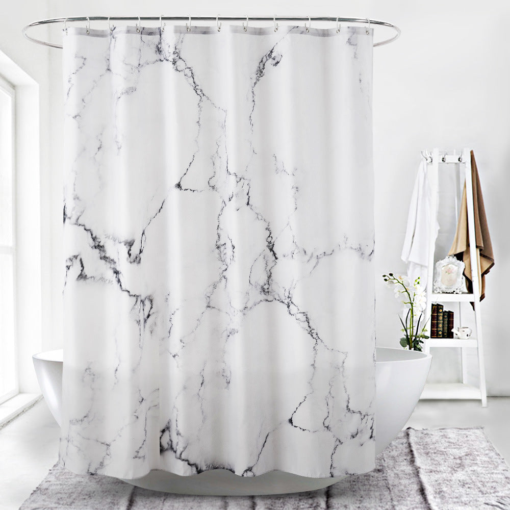 Marbled Waterproof Shower Curtain - Polyester Bathroom Fabric 180x180cm or 200cm