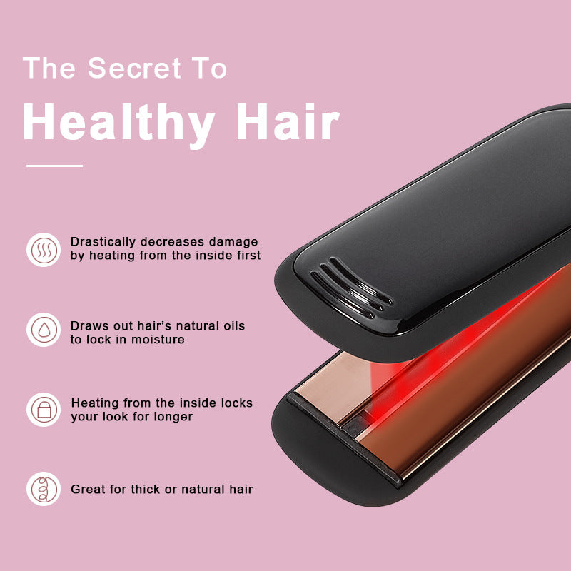 Black Wide Plate Hair Straightener with Temperature Control - Professional Styling Tool