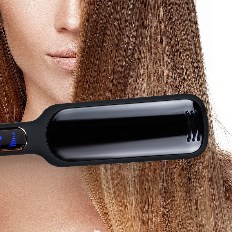 Black Wide Plate Hair Straightener with Temperature Control - Professional Styling Tool