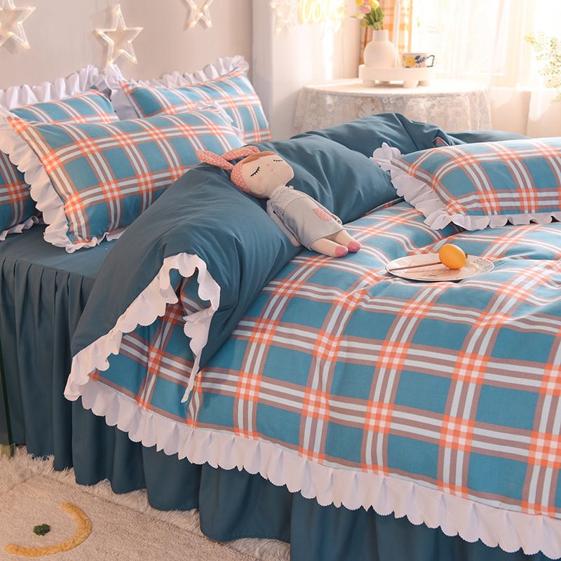 Four-Piece Bedding Set with Quilt Cover and Bed Skirt - Multiple Sizes & Styles