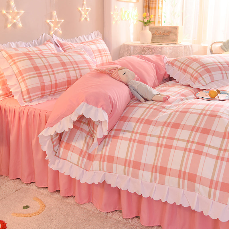Four-Piece Bedding Set with Quilt Cover and Bed Skirt - Multiple Sizes & Styles