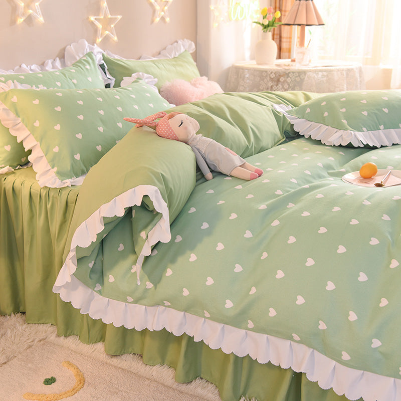 Four-Piece Bedding Set with Quilt Cover and Bed Skirt - Multiple Sizes & Styles