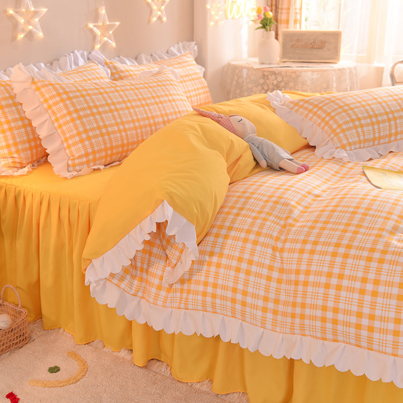 Four-Piece Bedding Set with Quilt Cover and Bed Skirt - Multiple Sizes & Styles