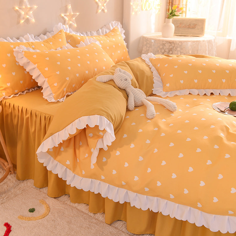 Four-Piece Bedding Set with Quilt Cover and Bed Skirt - Multiple Sizes & Styles