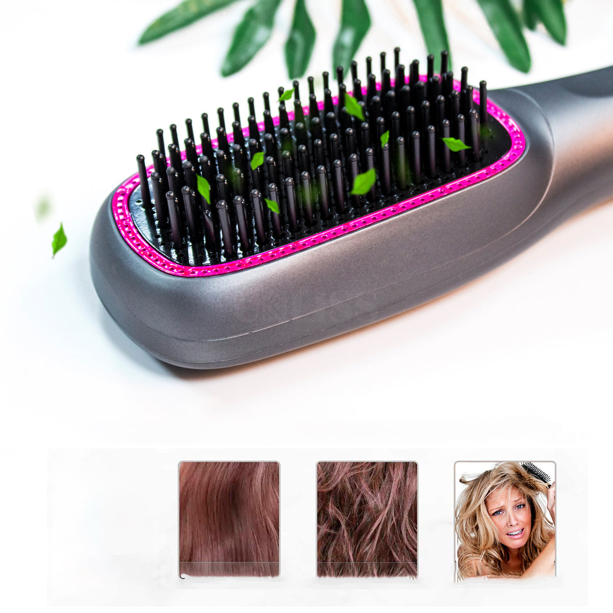 Three-in-One Hot Air Hair Comb Curling Iron & Straightener - Multiple Sizes