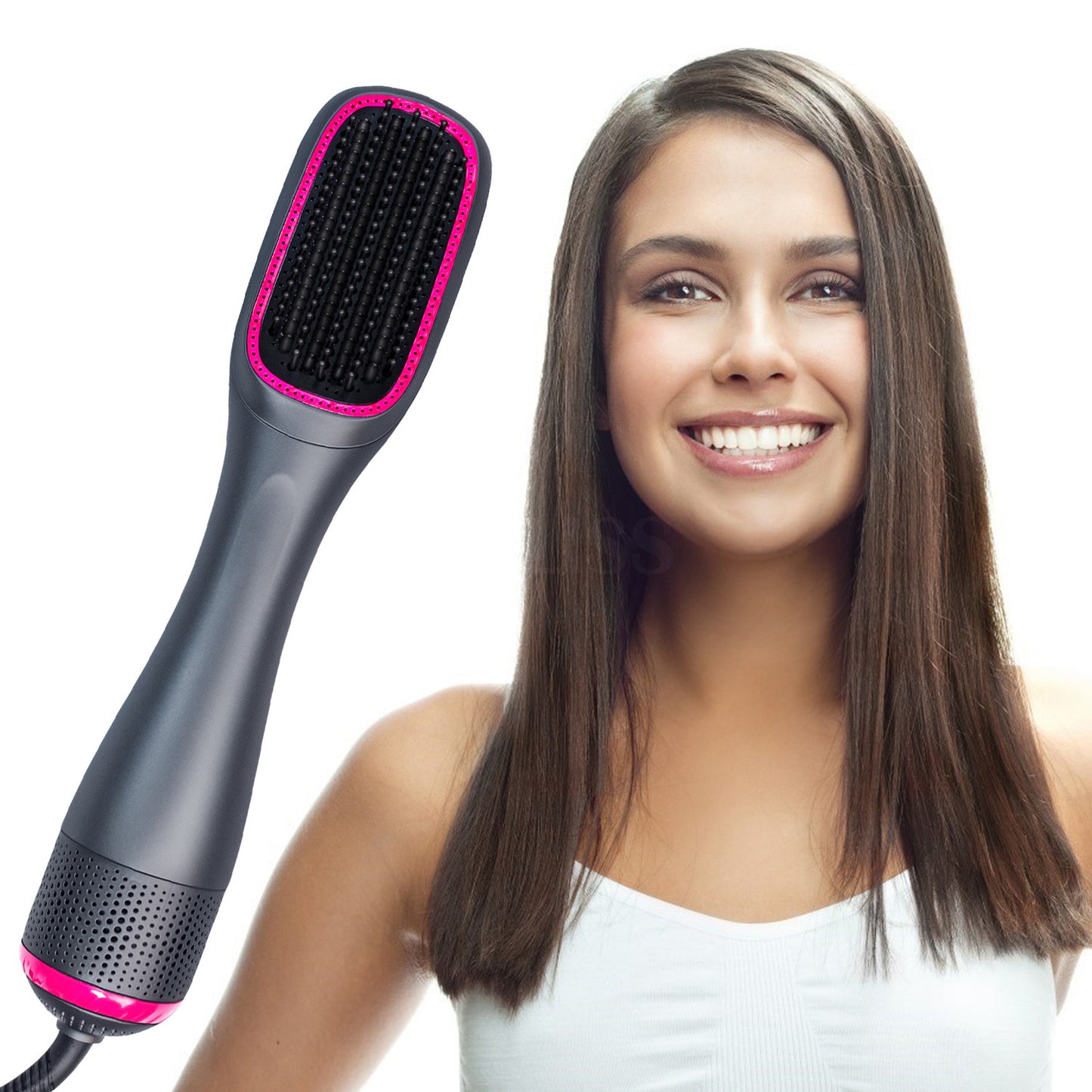 Three-in-One Hot Air Hair Comb Curling Iron & Straightener - Multiple Sizes
