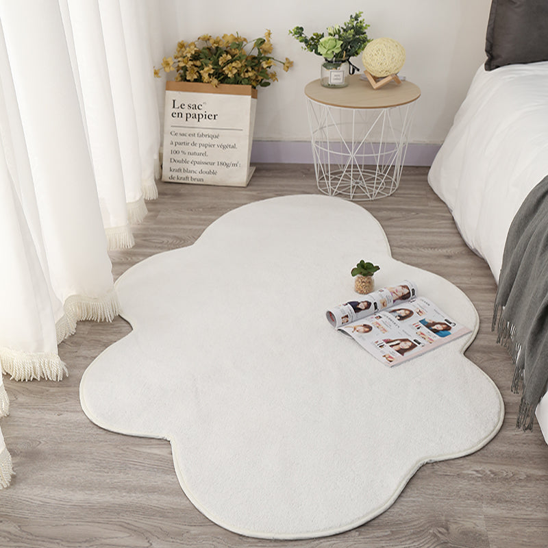 Cute White Cloud Floor Mat - Bedside Photo Carpet for Living Room & Bedroom