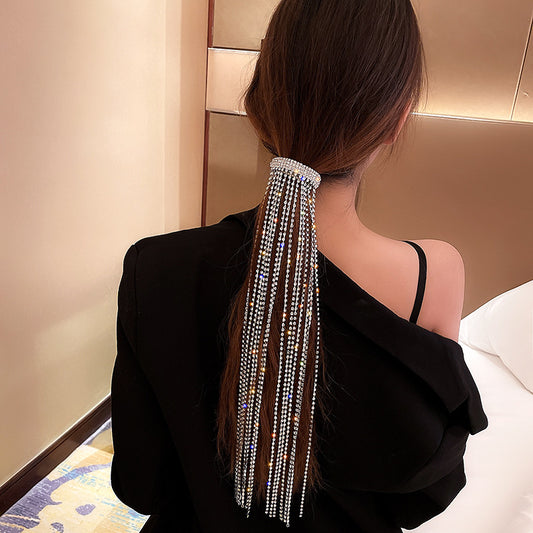 Diamond Tassel Hairpin for Women - Silver Alloy Hair Accessory