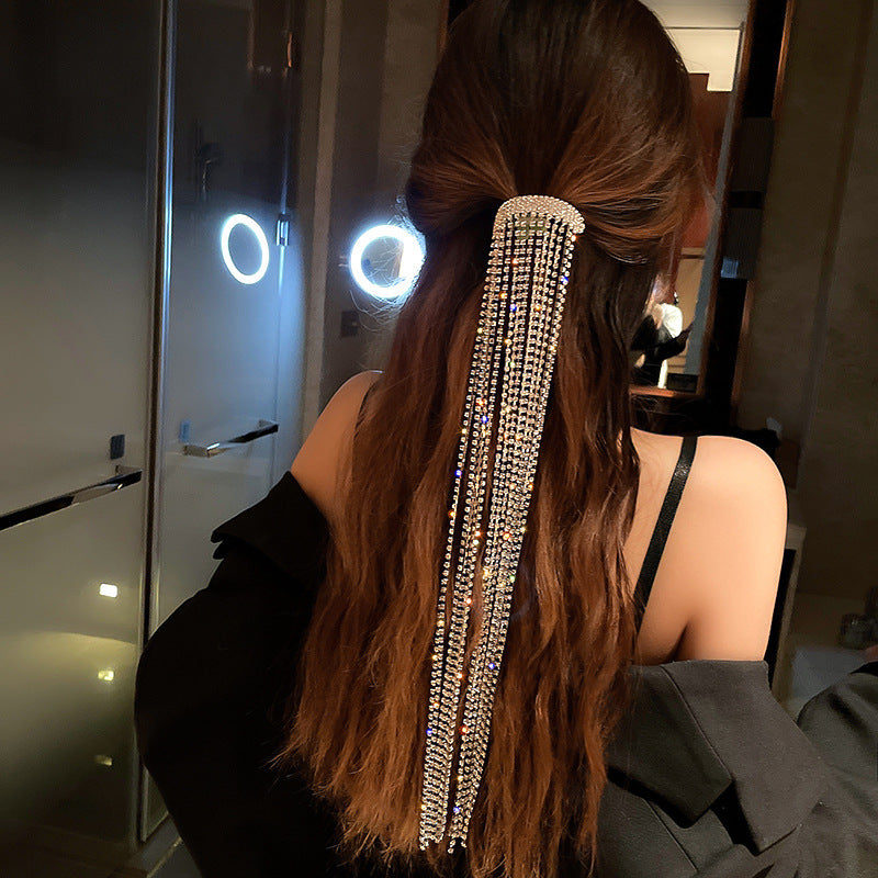 Diamond Tassel Hairpin for Women - Silver Alloy Hair Accessory