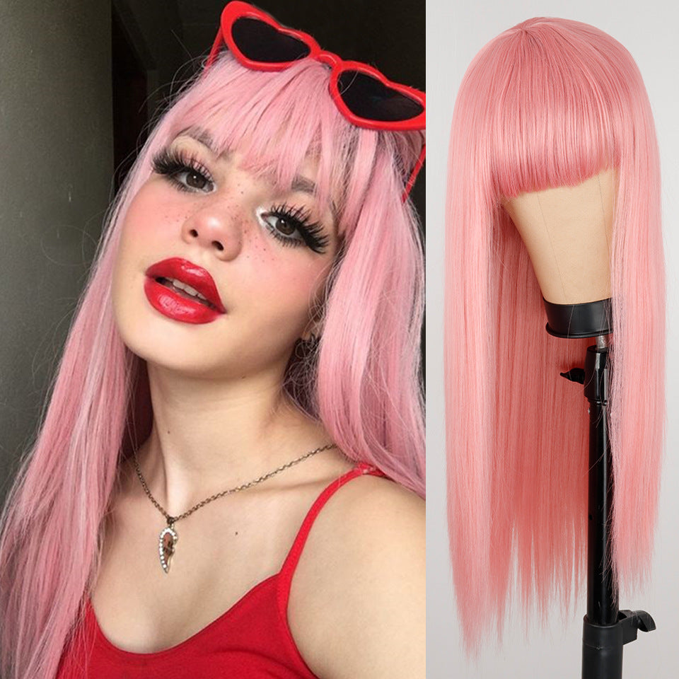 Long Straight Synthetic Wig with Bangs