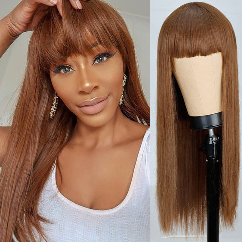 Long Straight Synthetic Wig with Bangs
