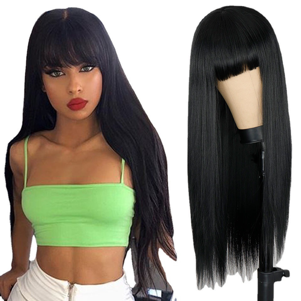 Long Straight Synthetic Wig with Bangs