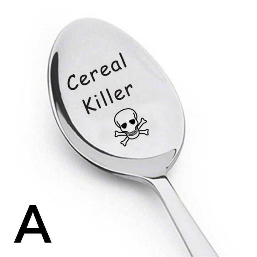 Stainless Steel Meal Spoon - Engraved Cross-Border Ice Spoon, Multiple Sizes