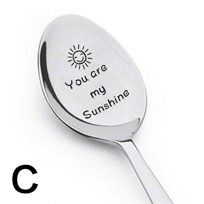 Stainless Steel Meal Spoon - Engraved Cross-Border Ice Spoon, Multiple Sizes