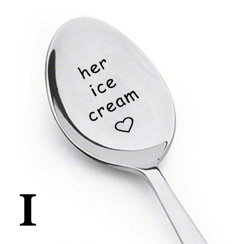 Stainless Steel Meal Spoon - Engraved Cross-Border Ice Spoon, Multiple Sizes