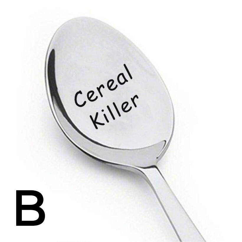 Stainless Steel Meal Spoon - Engraved Cross-Border Ice Spoon, Multiple Sizes