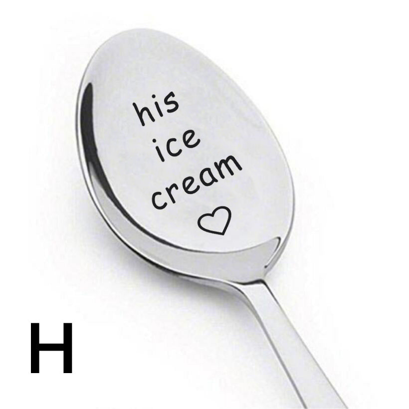Stainless Steel Meal Spoon - Engraved Cross-Border Ice Spoon, Multiple Sizes