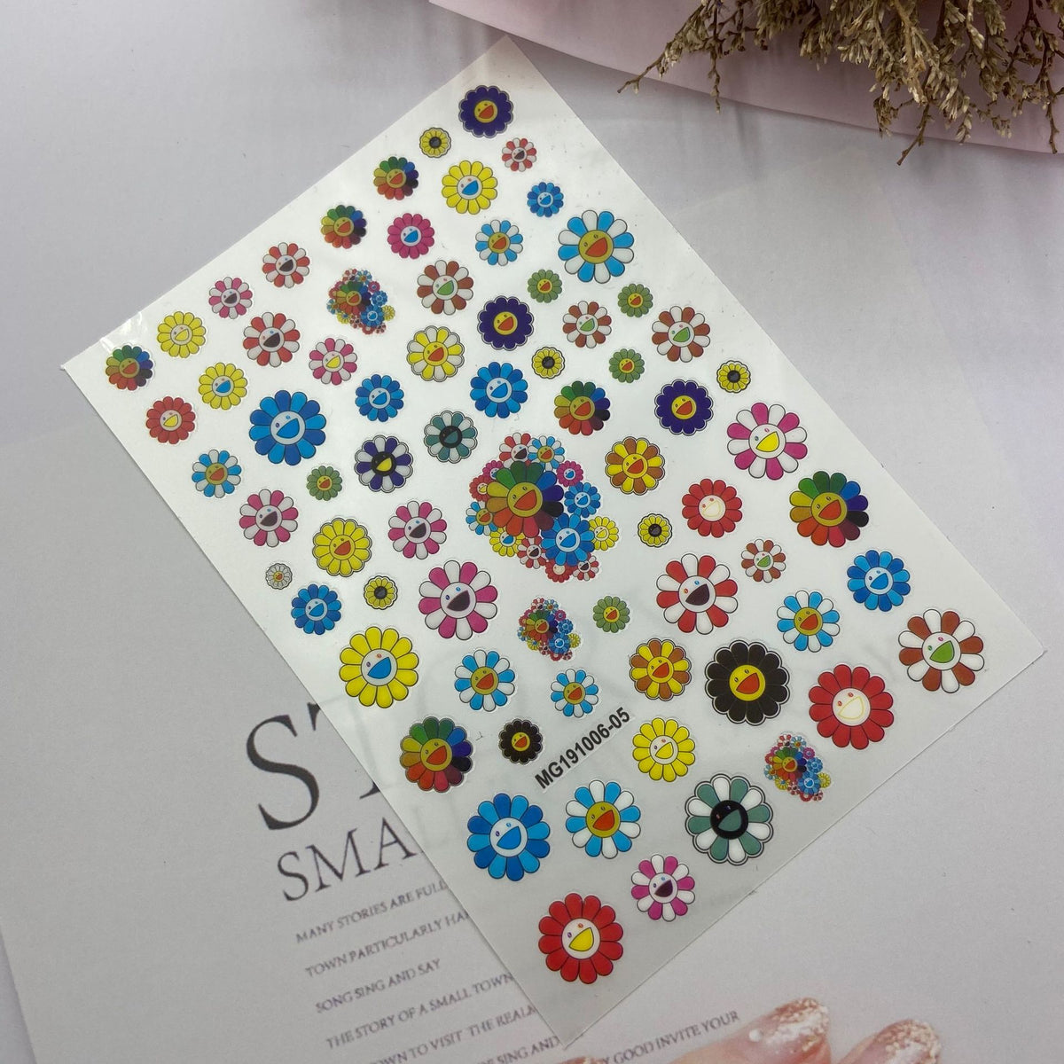 Japanese Transparent Nail Stickers - Sunflower & September Styles, DIY Nail Art