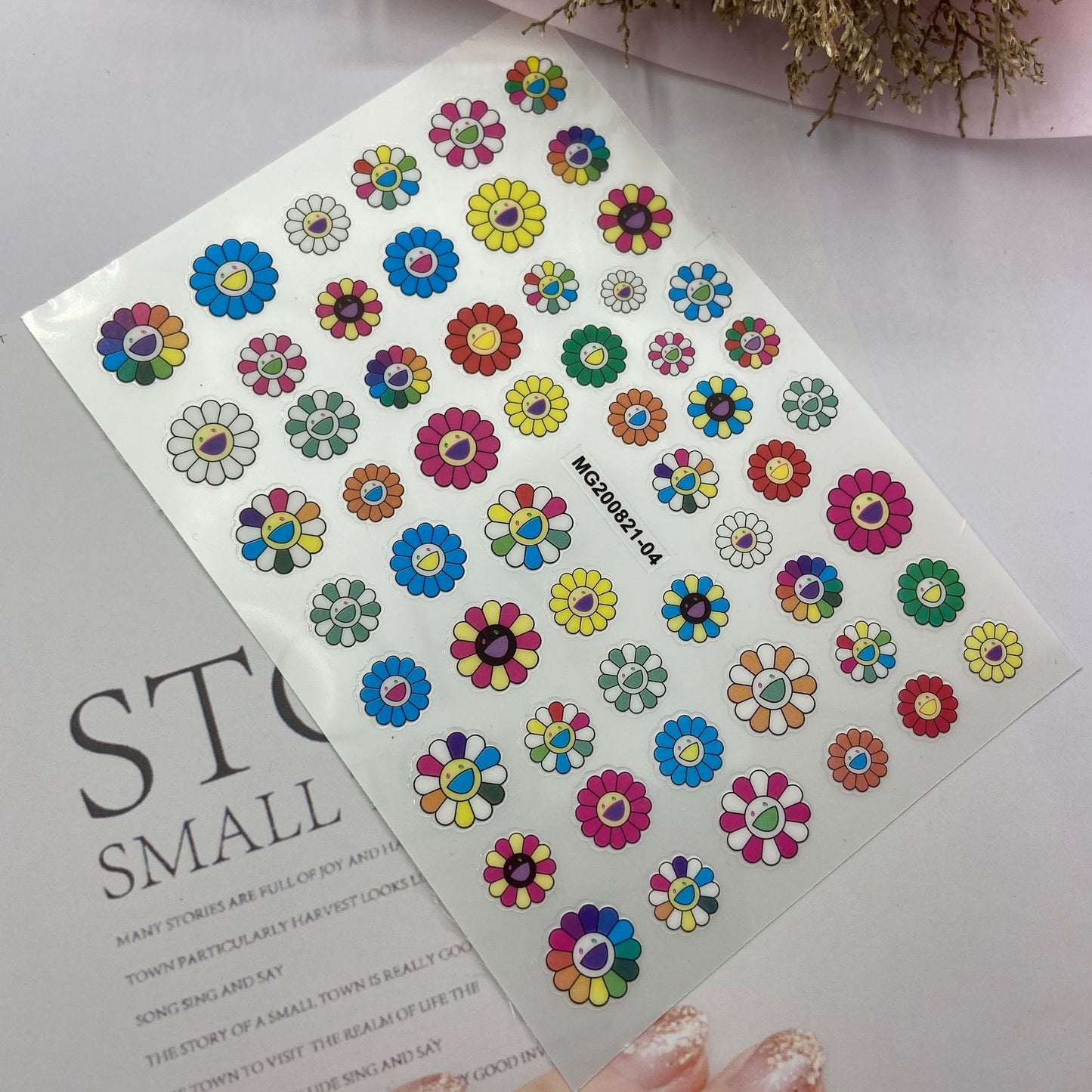 Japanese Transparent Nail Stickers - Sunflower & September Styles, DIY Nail Art