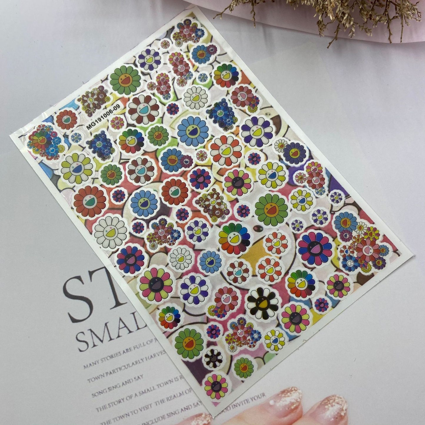 Japanese Transparent Nail Stickers - Sunflower & September Styles, DIY Nail Art