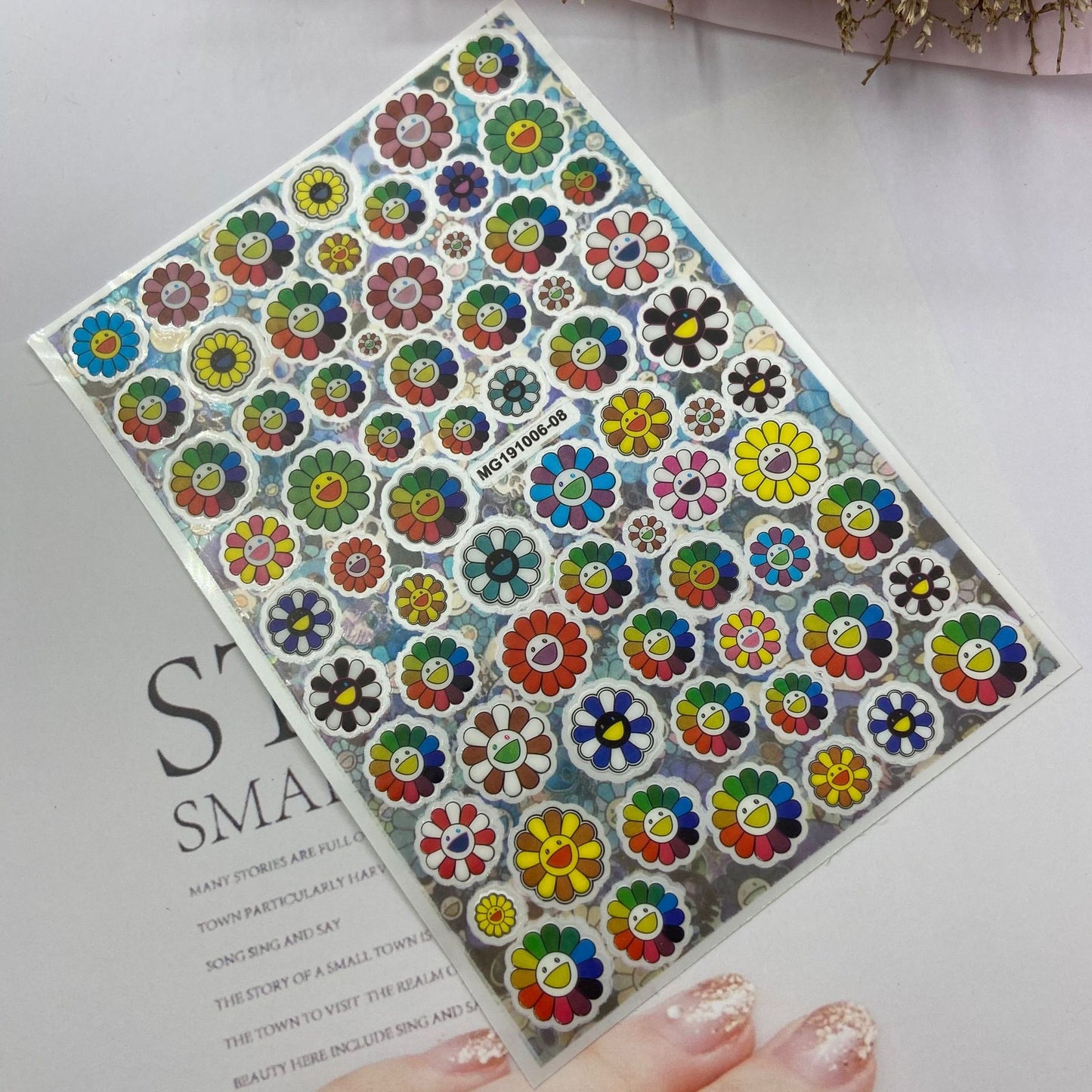 Japanese Transparent Nail Stickers - Sunflower & September Styles, DIY Nail Art
