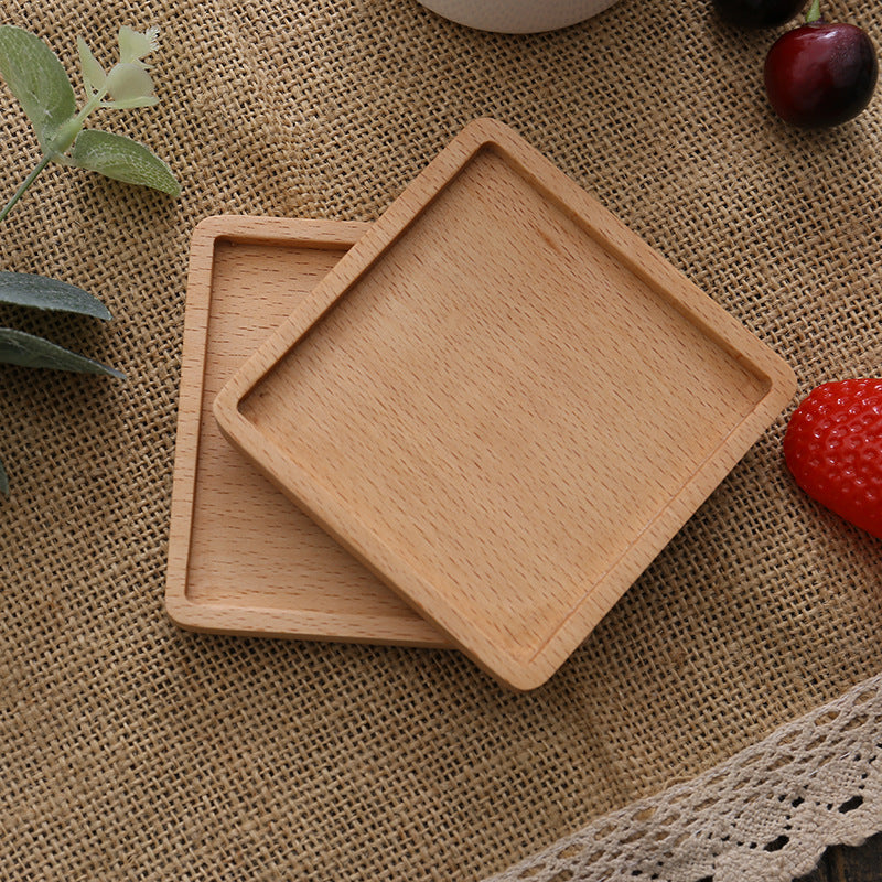 Wooden Tea Cup Holder Insulation Pad Beech Modern Kitchen Accessory