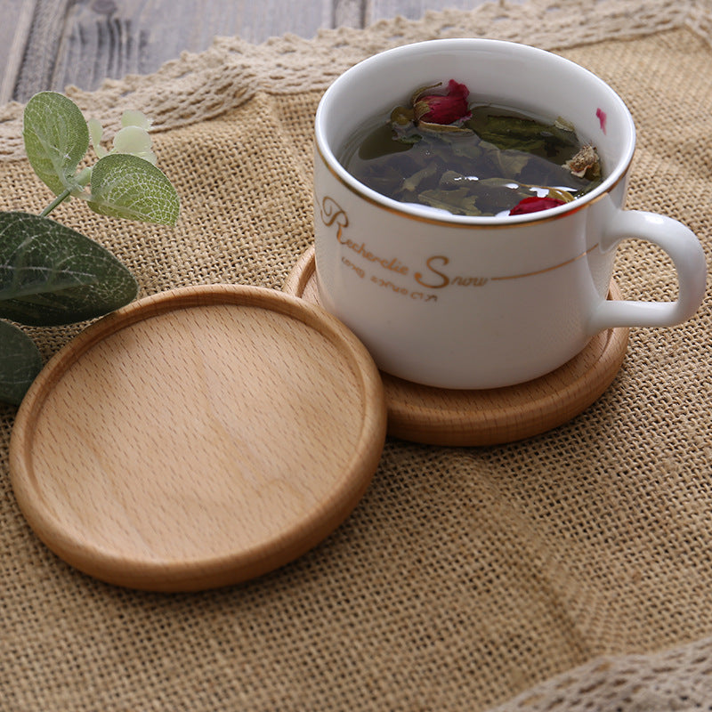 Wooden Tea Cup Holder Insulation Pad Beech Modern Kitchen Accessory