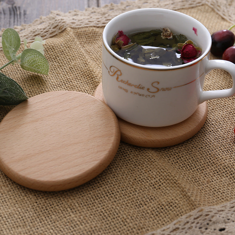 Wooden Tea Cup Holder Insulation Pad Beech Modern Kitchen Accessory