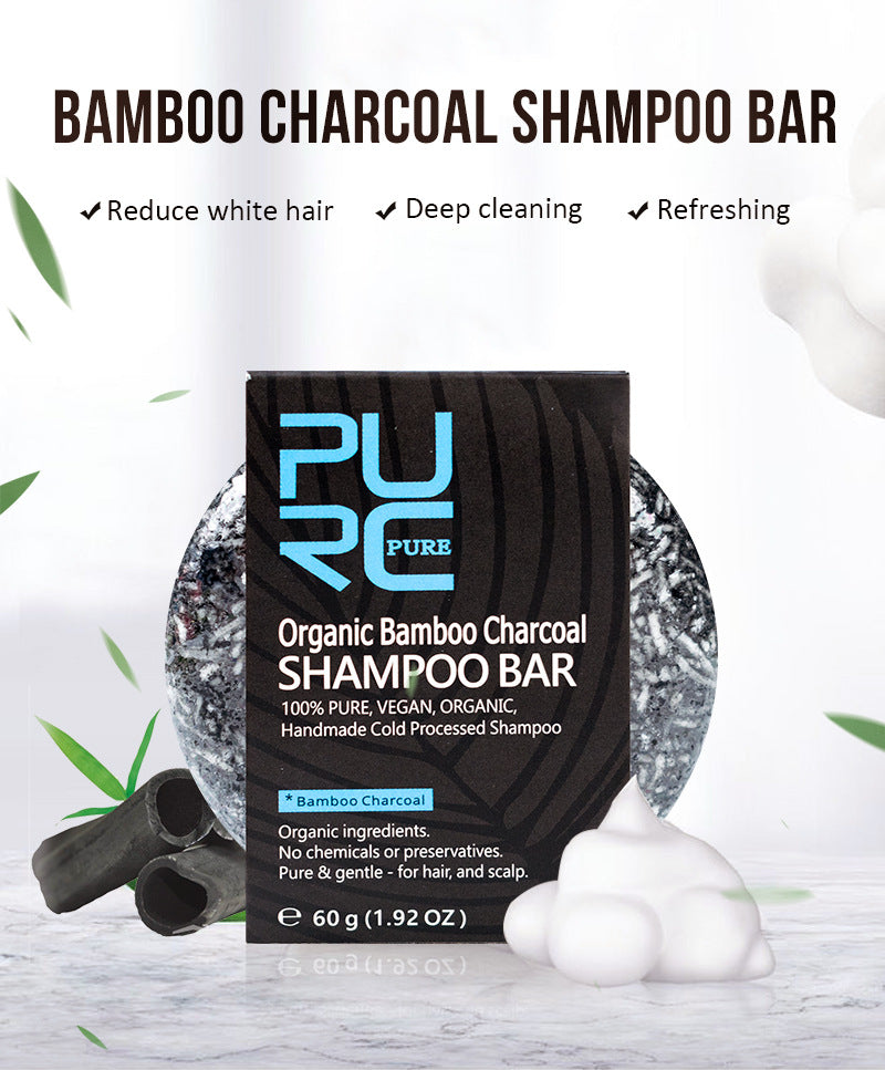 Bamboo Charcoal Shampoo Soap for Deep Cleansing and Moisturizing - Multiple Sizes