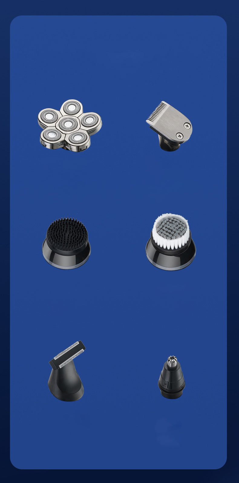 Multi-Function Electric Razor for Men with 6 Blades and Trimming Set