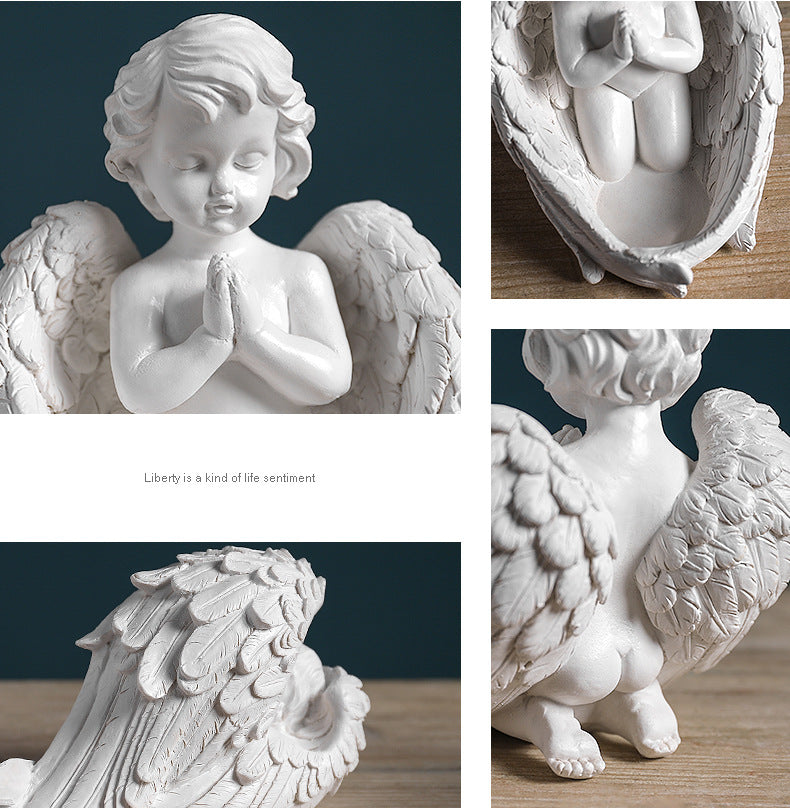 European Resin Angel Girl Ornaments with Wings - Holiday & Garden Decor