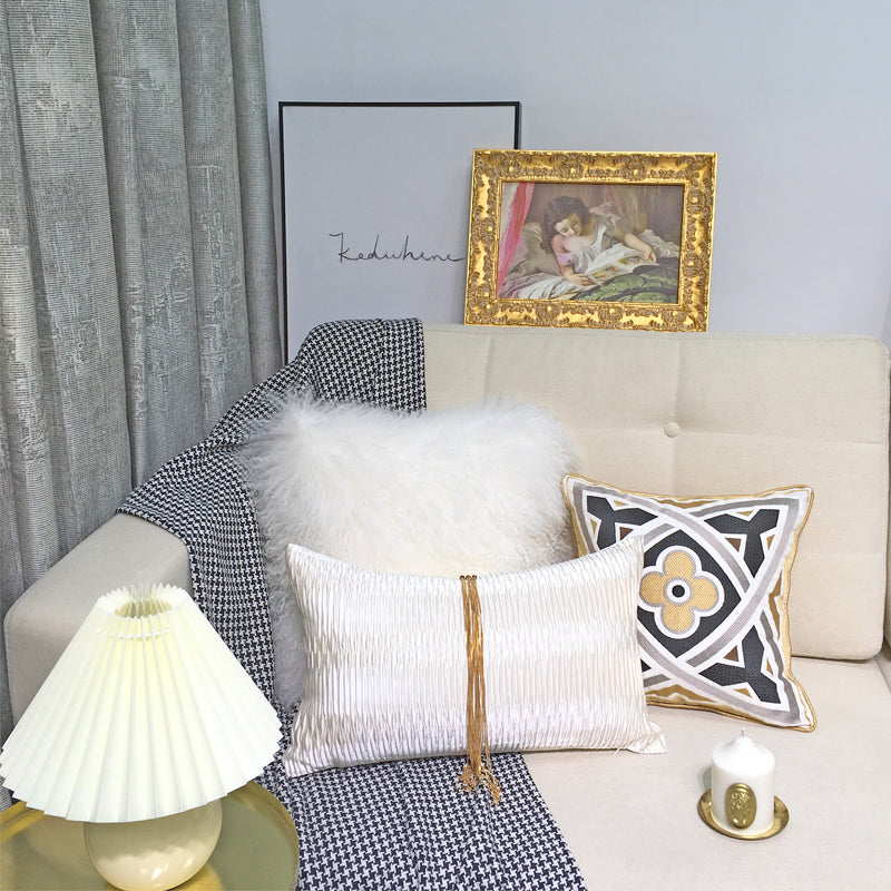 European Style Light Luxury Tassel Pillow Cover - Modern Sofa Cushion