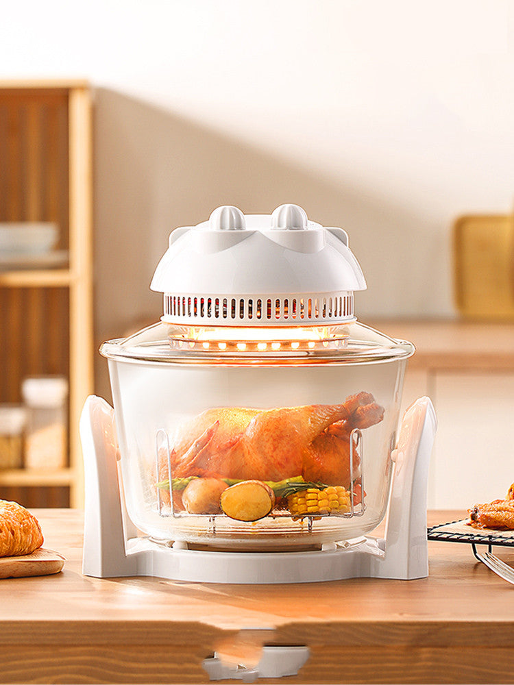 Large Capacity Electric Oil-Free Fryer - White 3L-8L Kitchen Appliance
