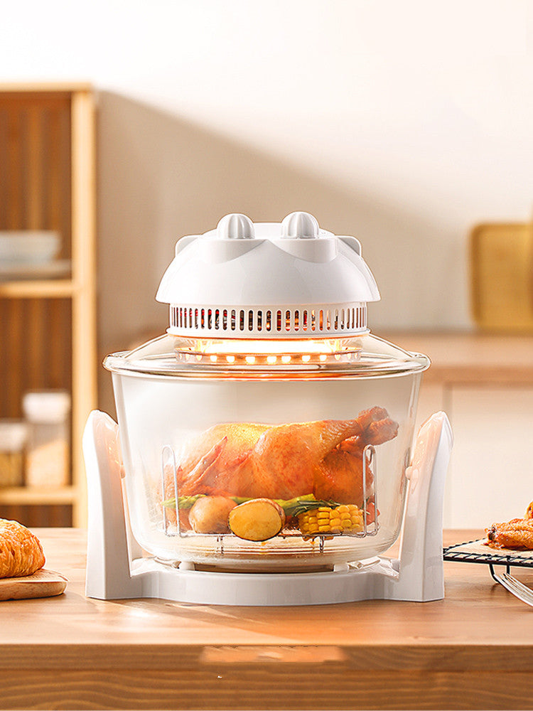Large Capacity Electric Oil-Free Fryer - White 3L-8L Kitchen Appliance