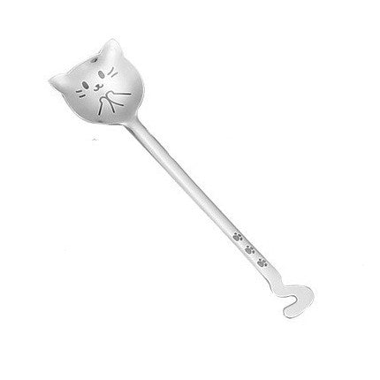 Japanese Korean Long-Tailed Cat Coffee Spoon - Stainless Steel Kitchen Utensil