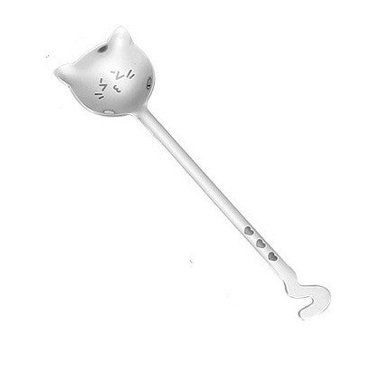 Japanese Korean Long-Tailed Cat Coffee Spoon - Stainless Steel Kitchen Utensil