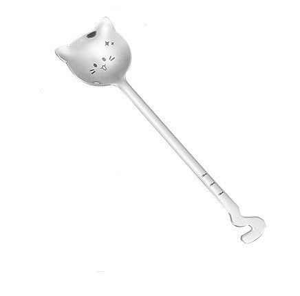 Japanese Korean Long-Tailed Cat Coffee Spoon - Stainless Steel Kitchen Utensil