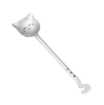 Japanese Korean Long-Tailed Cat Coffee Spoon - Stainless Steel Kitchen Utensil
