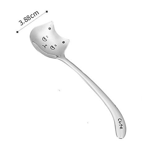 Japanese Korean Long-Tailed Cat Coffee Spoon - Stainless Steel Kitchen Utensil