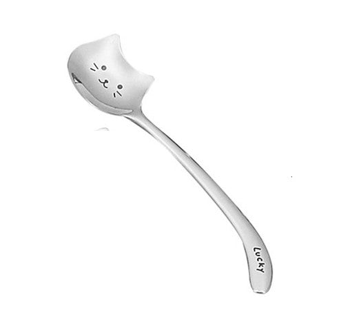 Japanese Korean Long-Tailed Cat Coffee Spoon - Stainless Steel Kitchen Utensil